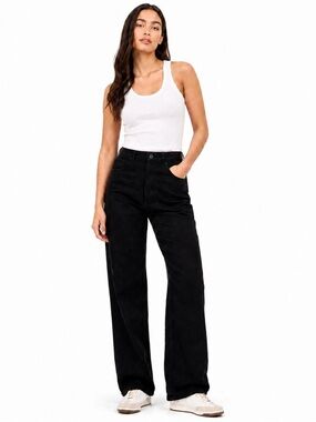 NWT! Outland Denim Ellie Super High Rise Wide Leg Jeans In Black Size 29